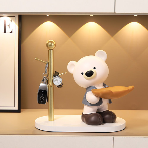 小熊玄关入户门钥匙收纳摆件置物架客厅电视餐边柜家居装饰品摆件 - 图2