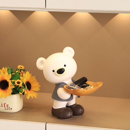 小熊玄关入户门钥匙收纳摆件置物架客厅电视餐边柜家居装饰品摆件 - 图0