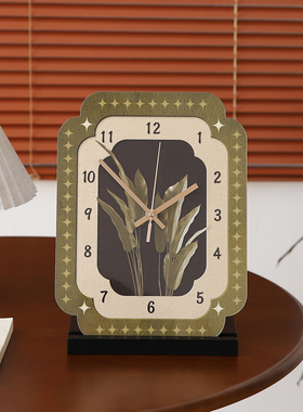 法式复古客厅座钟中古风电视餐边柜时钟台式装饰桌面摆件表摆放式