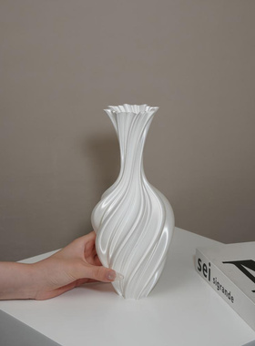 COCO3D打印花瓶摆件丝绸白花器客厅茶几高级感插花瓶水培装饰品·