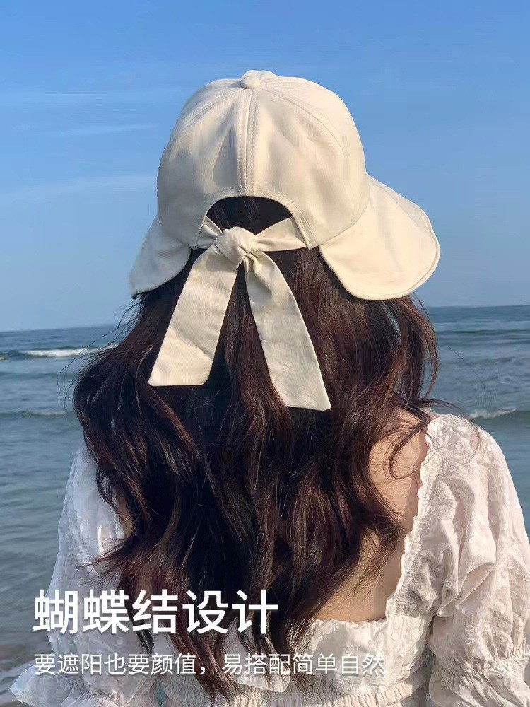 无印专购遮阳帽子女夏季防晒帽黑胶防紫外线骑车太阳帽遮脸渔夫帽-图1