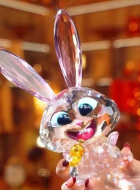 水晶流氓兔摆件茶几酒柜影视柜儿童书桌装饰品