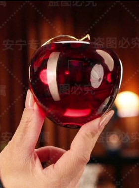 水晶红绿苹果摆件“圣诞节”“平安果”书桌茶几酒柜送礼装饰品