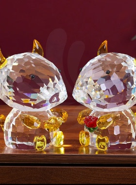 K9水晶牛摆件家居酒柜办公桌书桌茶几客厅影视柜生活装饰品高档