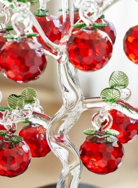 现代轻奢18挂红色苹果树书房玄关博古架装饰摆件