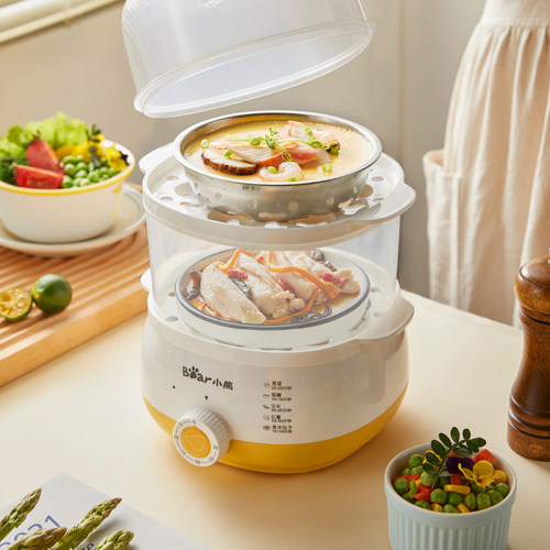 小熊煮蛋器蒸蛋机双层自动断电家用小型多功能定时宿舍早餐机神器 - 图1