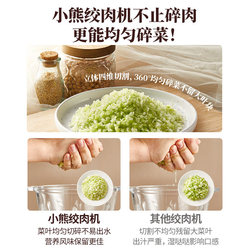 小熊绞肉机家用电动玻璃全自动切碎机多功能双档绞馅小型打肉碎菜