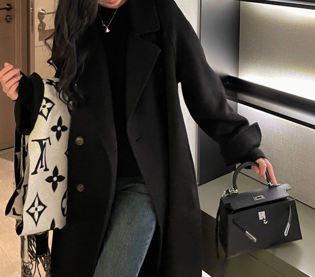 韩版高端长毛双面羊毛大衣女2025秋冬新款中长款羊呢子大衣外套女