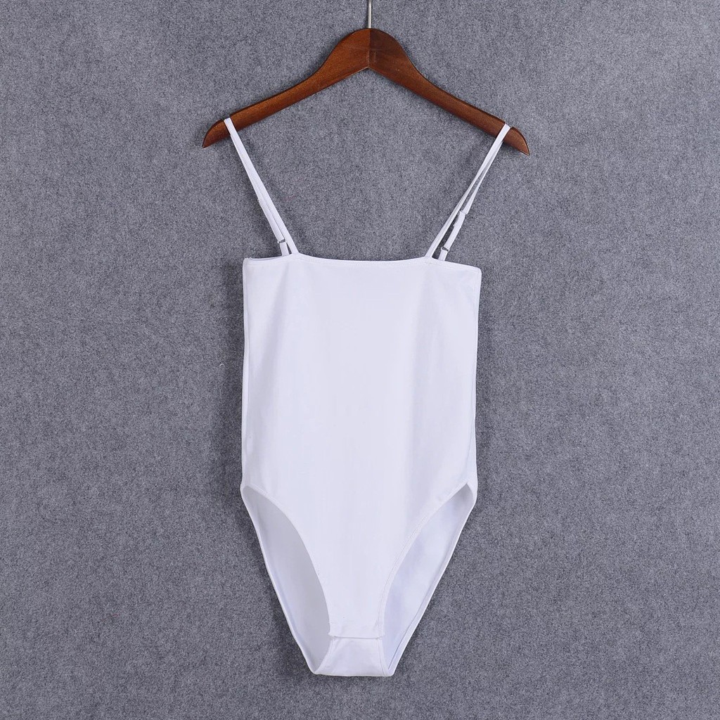 women's solid color suspender bodysuit纯色修身吊带连体衣女-图3