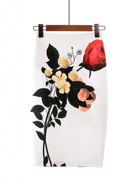 Women's print long skirt pencil skirt skirt 印花铅笔裙半身裙