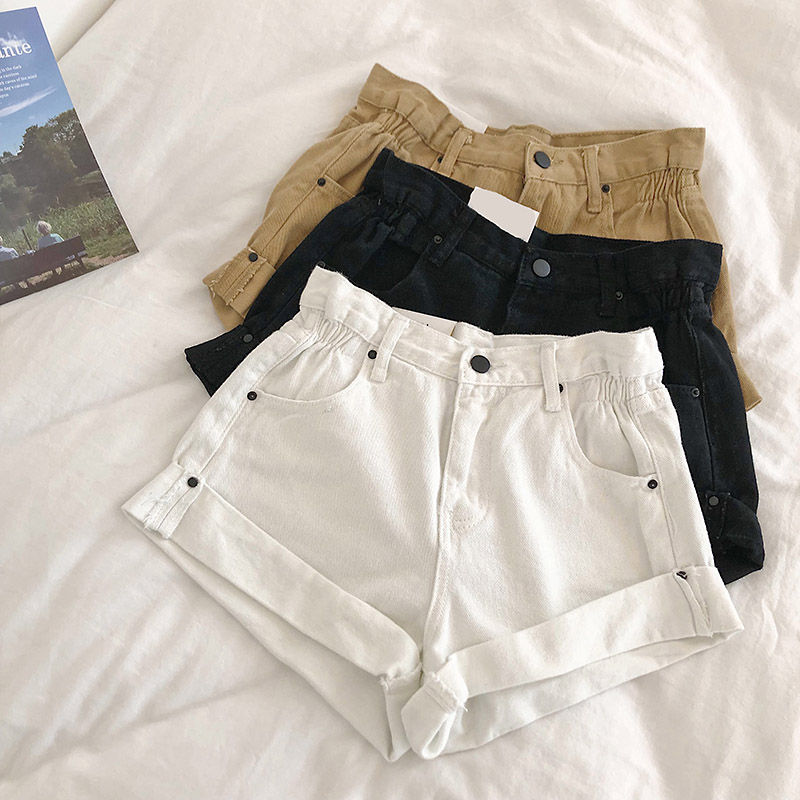 Waist Women Shorts Hotpants Casual Denim Shorts Women热裤A字 - 图0