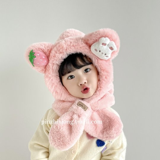 儿童帽子冬季男童女童防风面罩护耳套头帽宝宝户外保暖一体帽加厚