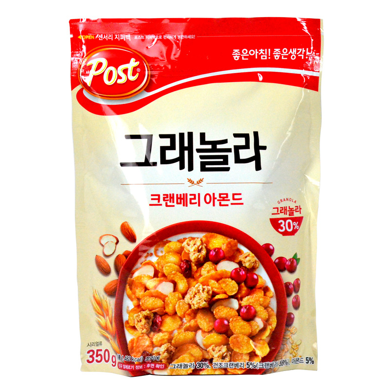 韩国原装进口 东西POST蔓越莓早餐玉米麦片泡牛奶方便速食350g/袋 - 图3