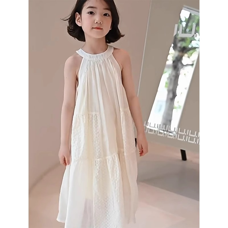 女童夏装连衣裙2025新款儿童无袖挂脖吊带裙子夏季女孩背心公主裙 - 图1
