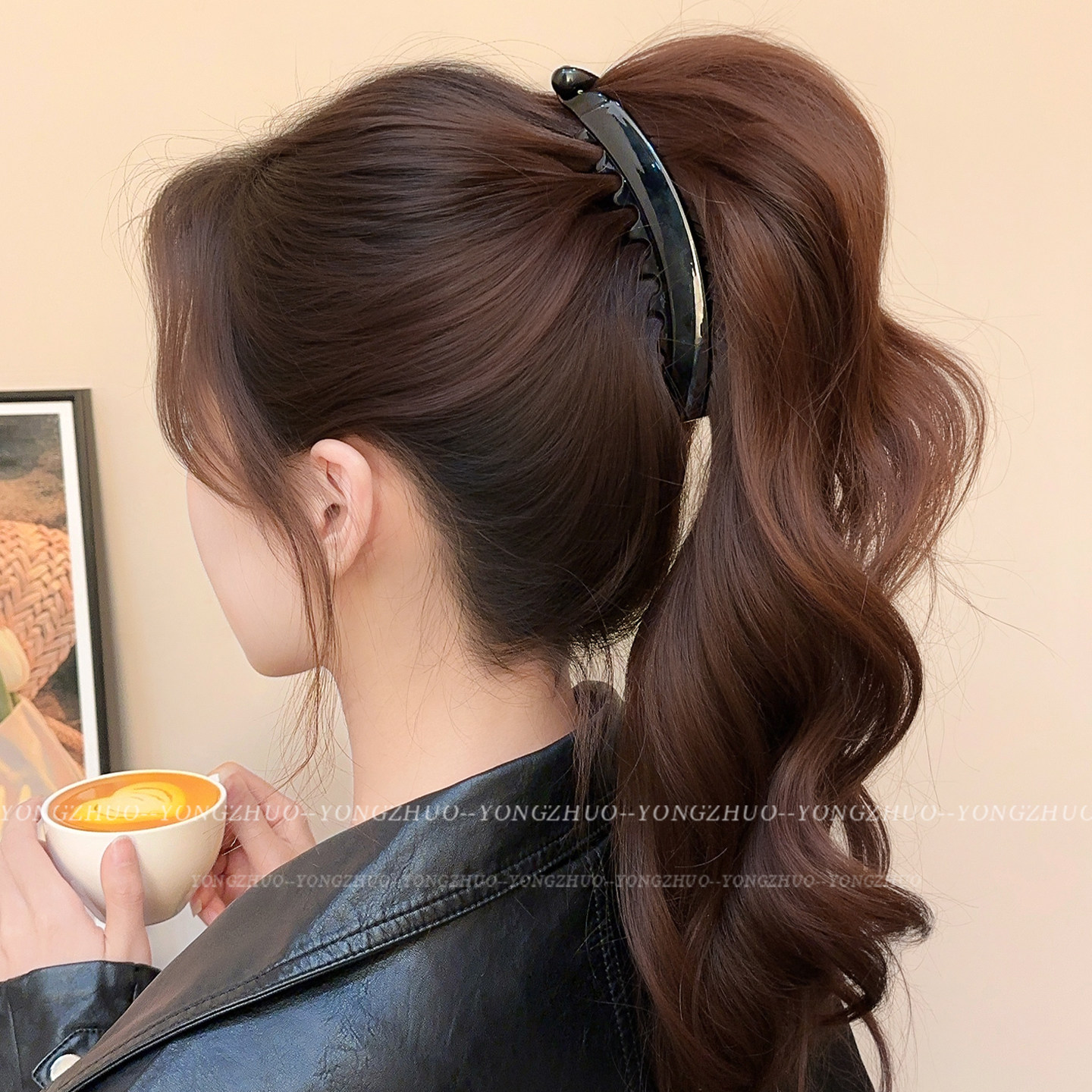 韩系豹纹香蕉夹女2025新款高端后脑勺高马尾竖夹气质大号抓夹发饰,淘宝优惠券,粉丝福利购,淘宝优惠卷