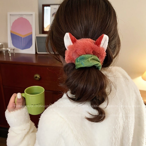 疯狂动物城朱迪警官尼克毛绒大肠发圈女新款可爱周边头绳皮筋发绳 - 图2