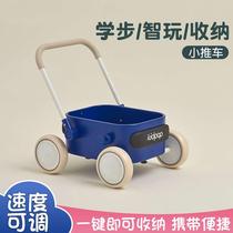 ins children trolley school walking toy outdoor camp foldable pull rod car solid wood baby hand shopping cart