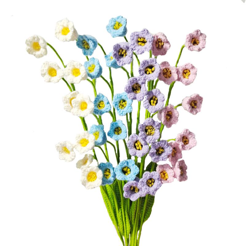 铃兰花成品手工编织花束毛线钩针仿真假花单支送朋友闺蜜生日礼物