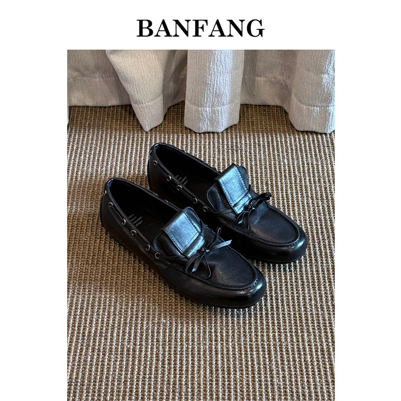 BANFANG女鞋圆头平底软皮便士乐福鞋蝴蝶结胶粘豆豆鞋乐福鞋,淘宝优惠券,粉丝福利购,淘宝优惠卷