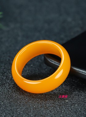 和田玉黄玉戒指小尾戒男女款