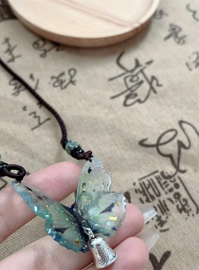 觅蝶藏珠编织项链女夏民族风小众配饰清冷感古风禅意锁骨链