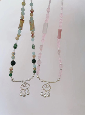 新中式祥云莲花平安锁项链女轻奢新款民族风铃铛锁骨链复古配饰