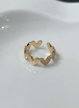 指尖浪漫~超美爱心开口戒新款潮时尚小众轻奢高级感可调节食指戒