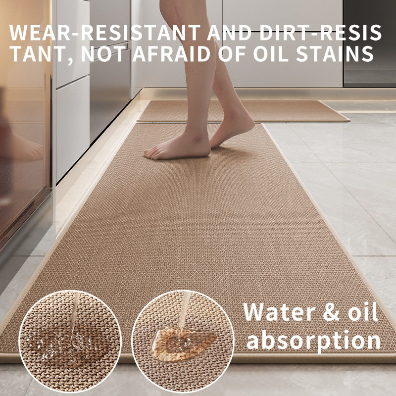 Cross-border kitchen floor mats absorb water and oil, non-slip and wear-resistant foot mats, long door mats, no-wash wipeable carpets and stain-resistant mats