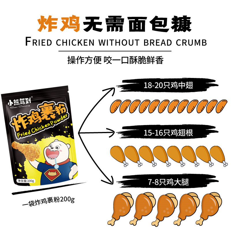 小熊驾到炸鸡裹粉脆皮家用脆炸粉油炸鸡腿鸡翅商用香酥鸡排专用粉 - 图1