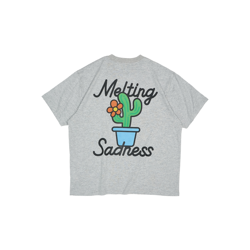 MeltingSadness(MTSS) 23SS仙人掌logo印花花纱短袖T恤夏180g-图3