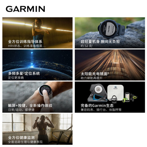 【全新正品】Garmin佳明forerunner955太阳能运动手表中文官网旗舰店心率血氧防水铁三跑步游泳户外智能腕表-图0