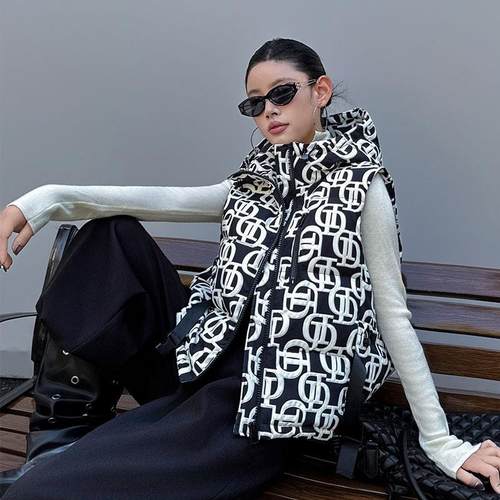 90绒DD系带马甲2025年冬季新款白鸭绒羽绒服女宽松百搭加厚马甲潮 - 图1