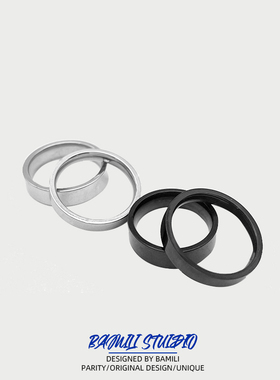 BAMILI纯色情侣戒指银黑色