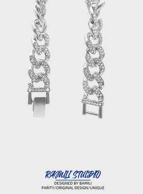 回到未来古巴手链男满钻质感钛钢