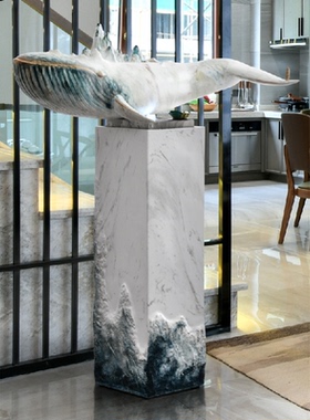 玄关客厅工艺品鱼喷泉摆件会所别墅流水景观流水装饰办公室树脂