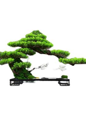 玄关入户盆景仿真迎客松树新中式客厅酒店软装饰办公室微景观摆件