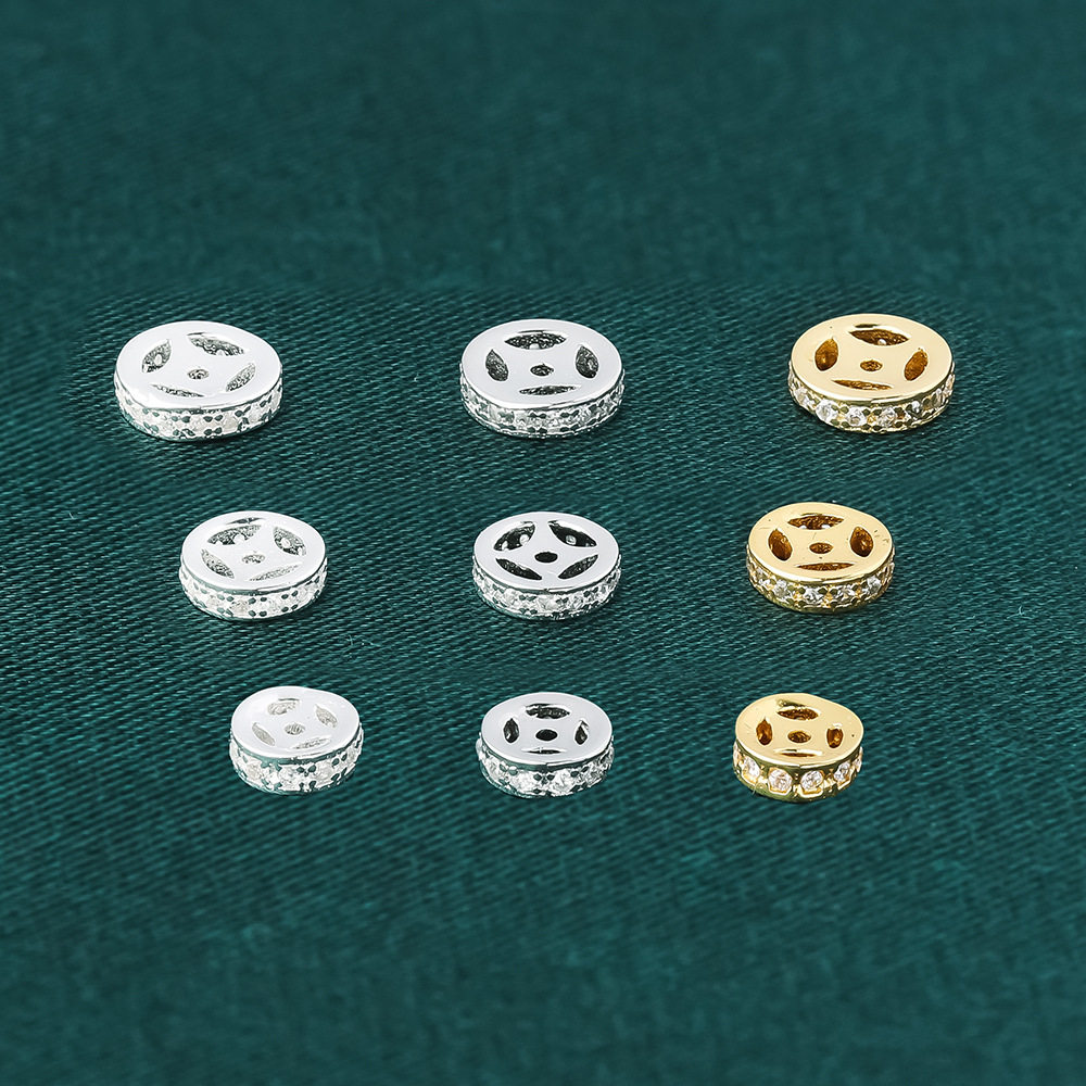 『无戒』S925纯银镶钻铜钱隔片镶嵌锆石镂空小隔珠diy银饰配件,淘宝优惠券,粉丝福利购,淘宝优惠卷