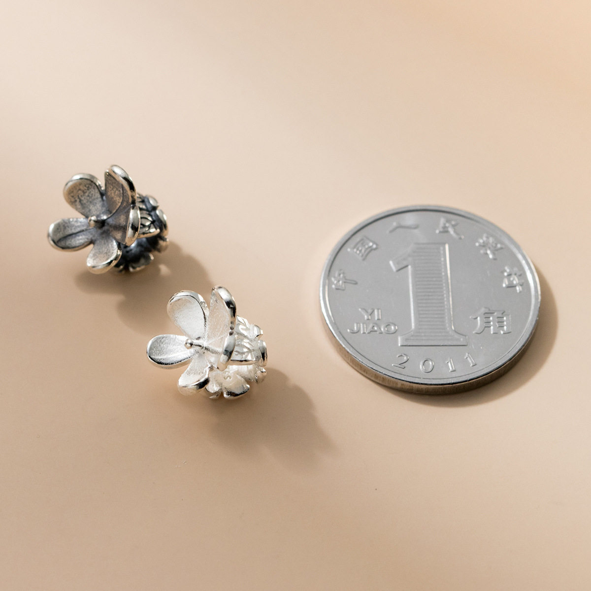 『无戒』S925纯银做旧五瓣花间隔珠DIY手串复古散珠手工编绳材料,淘宝优惠券,粉丝福利购,淘宝优惠卷