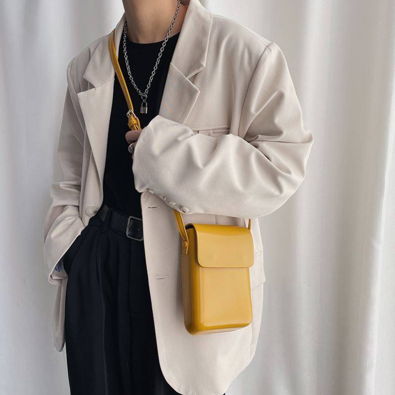 简约款韩版皮质竖款小方包ins风男翻盖盒子手机包复古单肩斜挎包,淘宝优惠券,粉丝福利购,淘宝优惠卷