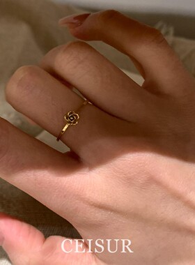 S925纯银玫瑰花细圈戒指女高级感