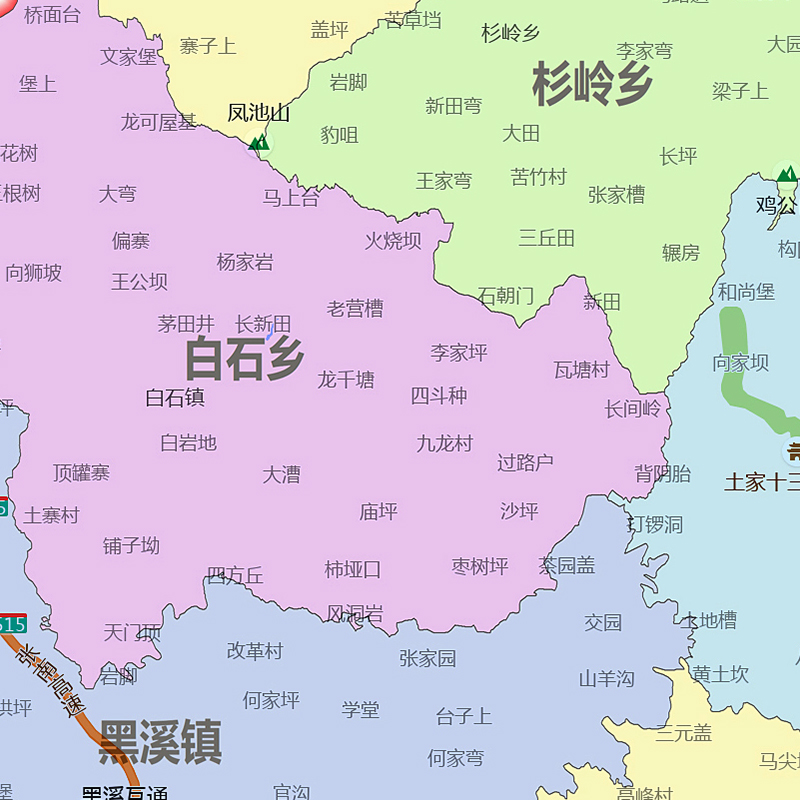 黔江区地图1.1m贴图重庆市交通路线行政信息颜色划分高清防水新款-图1