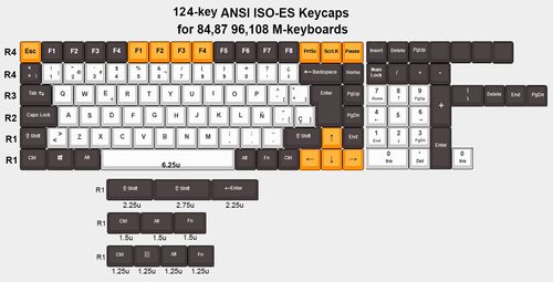124-key Spanish Layout European ANSI ISO-ES OEM PBT Keycaps - 图0