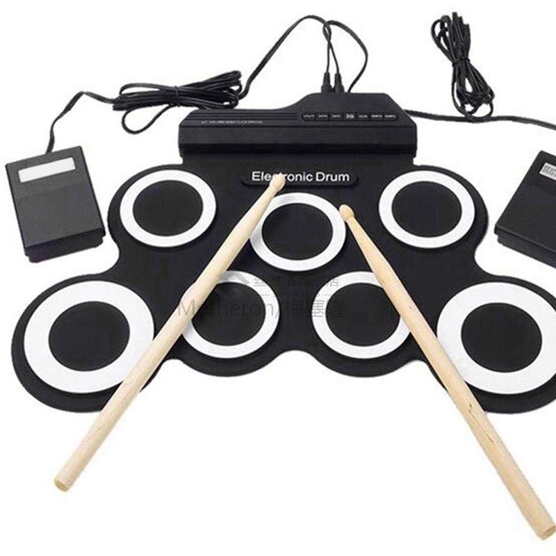 Digital Electronic Roll p Drum Pad Set Kit- Portable Silico-图0