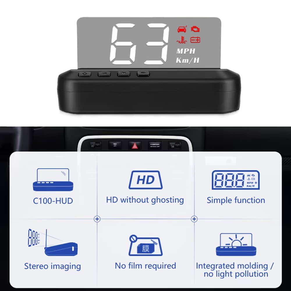 Car Alarm HUD Obd2 Display Car Projector High Definition LED-图0