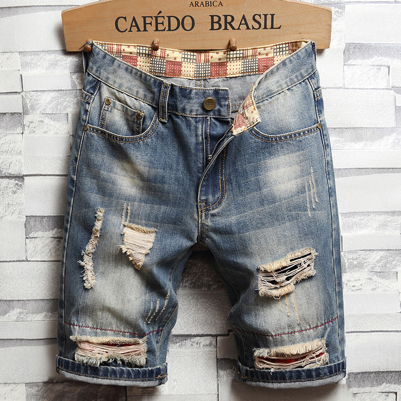 Versatile Slim Five Point Denim Beggar Pants男五分牛仔乞丐裤 - 图3