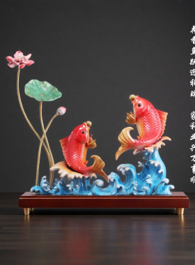 猪八戒客厅铜工艺品鲤鱼摆件