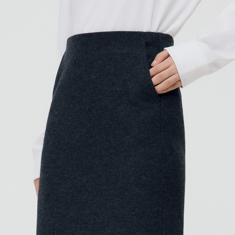 水云间女装 高腰通勤简约羊毛混纺显瘦直筒裙半身裙2025秋季新款,淘宝优惠券,粉丝福利购,淘宝优惠卷