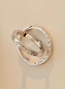 S999足银情侣对戒闭口可调节