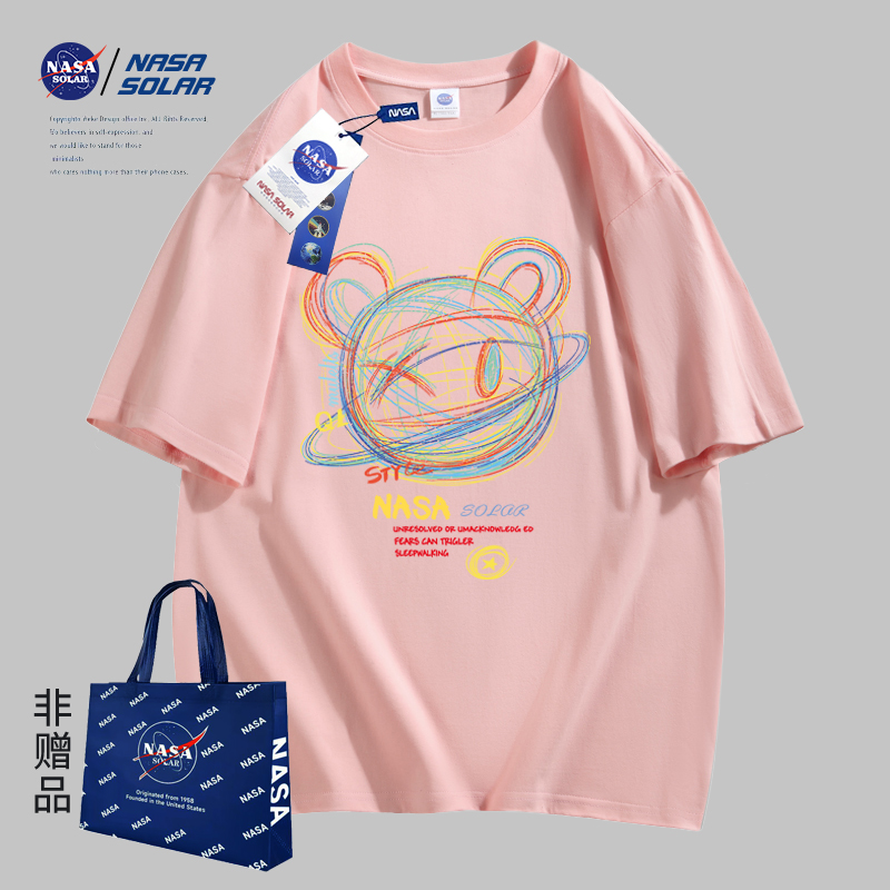 NASA SOLAR联名2024夏季新款印花男女同款短袖T恤