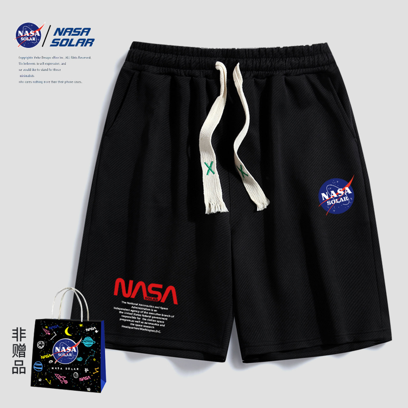 NASA SOLAR聯名新款2023年夏季小熊運動短褲男女戶外休閑五分褲子_NASASOLAR旗艦店_男裝